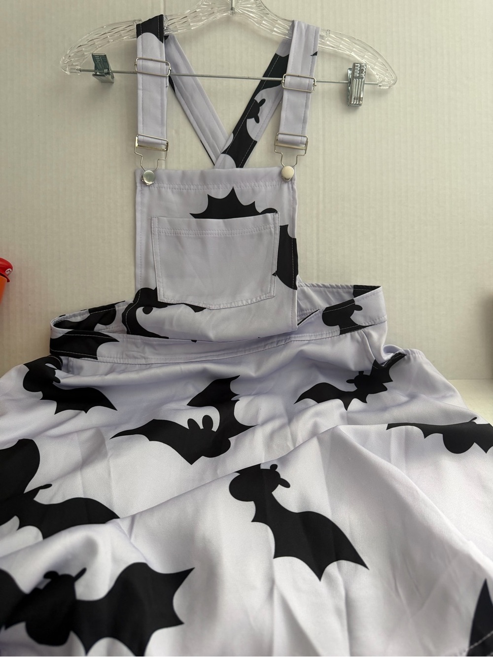 SHEIN Black Bat Print Pinafore Dress on White